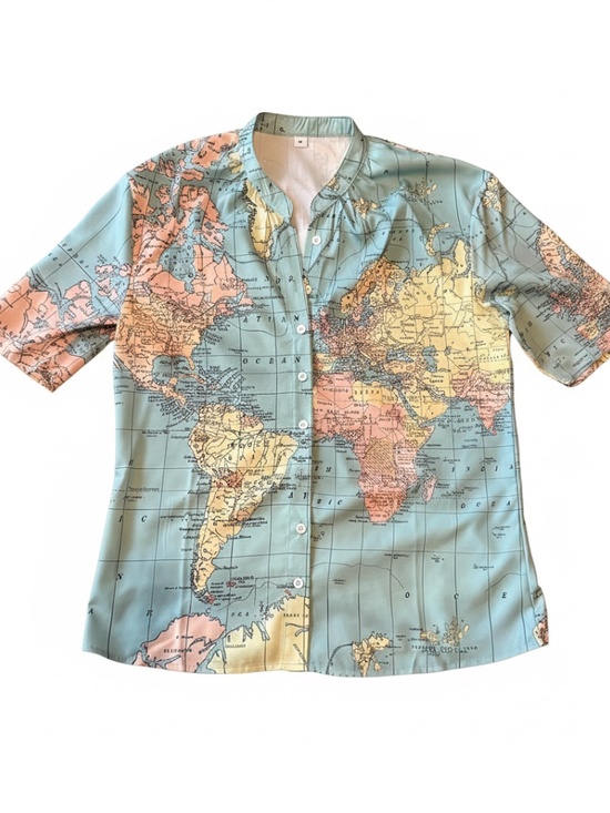 Tops - NWOT Ladies colorful map blouse
